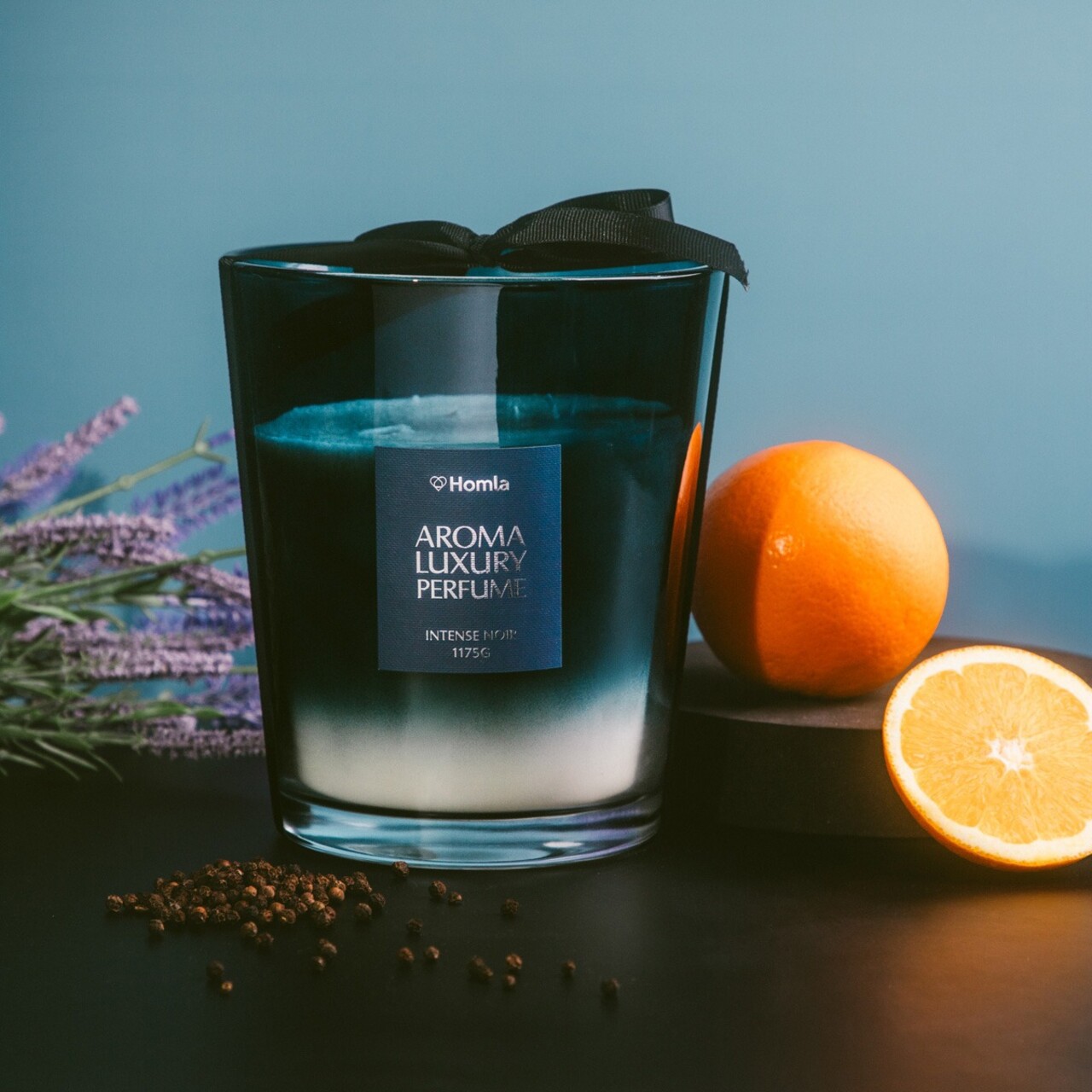 Lumanare parfumata Ember, Homla, 1175 gr, ceara/sticla, albastru - imagine 7